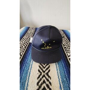 Vintage Alaska Stars/Flag Design Navy Blue Snapback Trucker Hat - OSFM